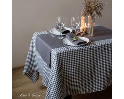 Linnen Tafelloper Rechthoekig Grijs voor Eettafel en Salontafel 40x180 cm