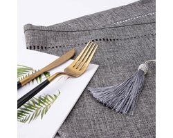 Linnengrijs tafelloper 32 x 220 cm - effen - modern - onderhoudsvriendelijk - voor eettafel - salontafel - restaurant - decoratie