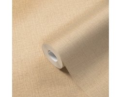 LINNENLOOK BEHANG | Basic - geel beige - A.S. Création Desert Lodge