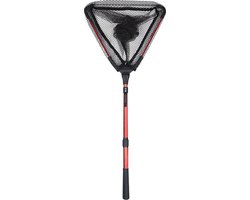 LINNHUE Schepnet - Visnet - Telescoop schepnet - Opvouwbaar - Net - Aluminium - Driehoek - 40x40 cm - 180 cm - Vissen - Zwembad - Vijver - Zwart/Rood