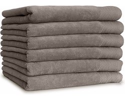 LINNICK Diamond Velours Handdoeken Set - Set van 6 - Handdoek 60x110cm - 550 gr/m2 - 100% Katoen - Taupe