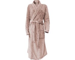 LINNICK Flanel Fleece Uni Badjas - Light Pink - M - Badjas Dames - Badjas Heren
