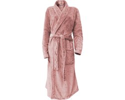 LINNICK Flanel Fleece Uni Badjas - Rose - L - Badjas Dames - Badjas Heren