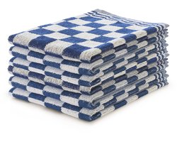 LINNICK Keukendoeken Set Blok Blauw – 50x50 – Set van 6 – Geblokt – Blokdoeken – 100% katoen – Keukendoek – handdoeken