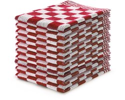 LINNICK Keukendoeken Set Blok Rood – 50x50 – Set van 10 – Geblokt – Blokdoeken – 100% katoen – Keukendoek – handdoeken