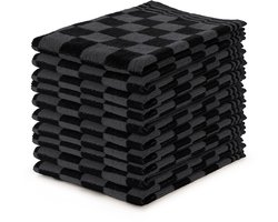 LINNICK Keukendoeken Set Blok Zwart – 50x50 – Set van 10 – Geblokt – Blokdoeken – 100% katoen – Keukendoek – handdoeken