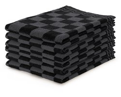 LINNICK Keukendoeken Set Blok Zwart – 50x50 – Set van 6 – Geblokt – Blokdoeken – 100% katoen – Keukendoek – handdoeken