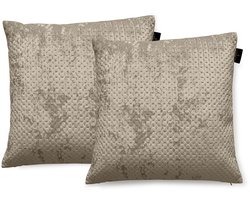 LINNICK Sierkussens Velvet - Bronze - Sierkussens 50x50cm - Set van 2 Kussens - 100% Velvet Voorzijde - 100% Micropercal Achterzijde