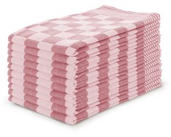 LINNICK Theedoeken set Blok Rood - 65x65 - Set van 10 - Geblokt - Blokdoeken - 100% katoen - Horeca Theedoeken