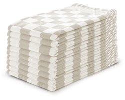 LINNICK Theedoeken set Blok Zand - 65x65 - Set van 10 - Geblokt - Blokdoeken - 100% katoen - Horeca Theedoeken