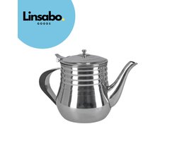Linsabo Goods Roestvrijstalen Marokkaanse Theepot 1 Liter – RVS Theepot voor Muntthee – Marrakesh Design – 20x11,5x13,5 cm – Duurzaam en Stijlvol