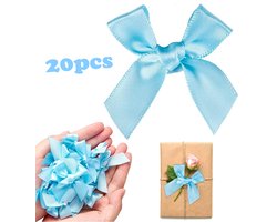 Linten Strikjes - 20 Stuks - Accessoires - Satijnen Linten - Stoelen Versieren - Party Decor - Geschikt Voor Doe-Het-Zelf-Knutselwerkjes, Bruiloften, Kerstmis, Valentijnsdag, Decoraties, Kaarten Maken, Ornamenten - Blauw