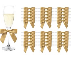 Linten Strikjes - 30 Stuks - Accessoires - Satijnen Linten - Party Decor - Met Transparante Draaiknoopgesp - Bekerdecoratie - Geschikt Voor Doe-Het-Zelf-Knutselwerkjes, Bruiloften, Kerstmis, Valentijnsdag, Kaarten Maken, Ornamenten - Champagne