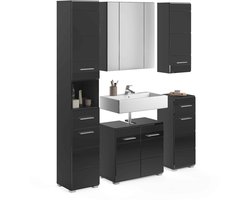 Linus badkamercombinatie zwart hoogglans MDF TZ - 34x151x182cm