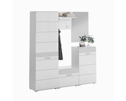 Linus garderobekastcombinatie wit hoogglans MDF TZ - 37x170x197cm