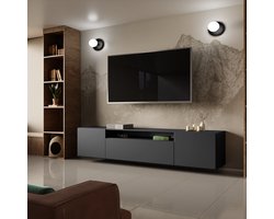 Lio hangend TV-meubel - TV-meubel - wandkast - breedte 200 cm - ergonomisch - large - ruime woonkamerkast - 200 x 40 x 41 cm - grafiet kleur - metalen poten - arton