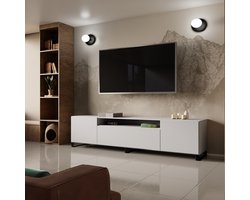 Lio staand TV-meubel - tv kast - breedte 200 cm - ergonomisch - groot - ruime woonkamerkast - 200 x 53 x 41 cm - wit - metalen poten - arton