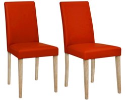 Lion| Eetkamerstoel in PU terracotta kleurige set van 2