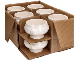 Lion Head Terminal Kleine 250 Ml Voor 12 Personen Witte Soepkopjes 0.25 Liter Soepterrines met Leeuwenkoppen, Soepkom voor Bruiloft, Erwten- of Linsensoep, Set van 12