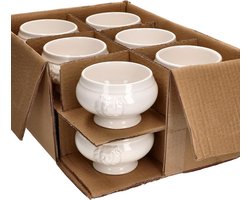 Lion Head Terminal Kleine 250 Ml Voor 12 Personen Witte Soepkopjes 0.25 Liter Soepterrines met Leeuwenkoppen, Soepkom voor Bruiloft, Erwten- of Linsensoep, Set van 12