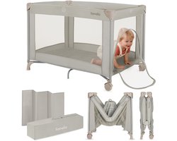 Lionelo Amelie Campingbedje 3in1: Baby bed + Reisbedje + Box – met Comfortabele Matras – Compact en Licht – Zij-ingang – Reistas – 70x100 cm