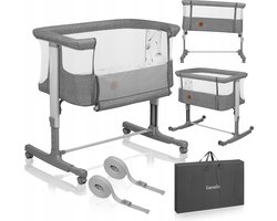 Lionelo Aurora 3in1 Co-sleeper - Babybedje tot 9 kg - Meegroeibed - 4 wielen met rem - Campingbedje – Verstelbare Hoogte – Ademend Gaas – Inclusief Matras & Transporttas – Afneembare Bekleding