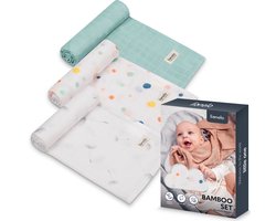 Lionelo Bamboo SET - 100% Bamboe Katoen Luiers - Set van 3 Stuks - 70 x 70 cm - Hypoallergeen - Antibacterieel - Thermoregulerend - Ademend & Zacht - Veelkleurig - Wasbaar - Vanaf Geboorte
