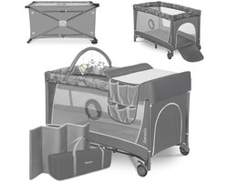 Lionelo Flower Campingbedje - 2in1 - Meegroeibed - Co-sleeper - LockGuard - draagtas - Reisbedje/Box - Praktische Zij-Ingang met Ritssluiting - Hoogwaardige Schuimmatras - Snel Opvouwsysteem - Multifunctionele Box en Reiswieg