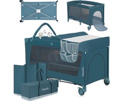 Lionelo Flower Campingbedje - 2in1 - Meegroeibed - Co-sleeper - LockGuard - draagtas - Reisbedje/Box - Praktische Zij-Ingang met Ritssluiting - Hoogwaardige Schuimmatras - Snel Opvouwsysteem - Multifunctionele Box en Reiswieg