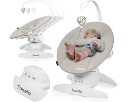 Lionelo Iris Premium Babyschommel – 360° Draaibaar Zitje – 3 Rugstanden – 3 Schommelbewegingen – 5 Snelheidsstanden – 12 Melodieën – Speelboog – Wasbare Bekleding – Tot 9 kg - Baby Schommelstoel & Wipstoel