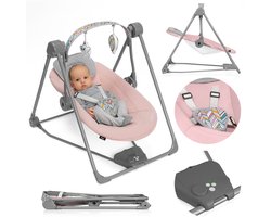Lionelo Otto Wipstoel – Tot 9 kg – 5 Schommelsnelheden – Timer – Speelboog – Geluiden – Batterij/Netvoeding – Inklapbaar – Zachte Bekleding – 5-Puntsgordel – Hoofdkussen – Antislip – Contrasterende Details – Intertek Gecertificeerd