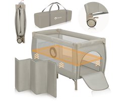 Lionelo Stefi Plus - Campingbedje 2in1 - Meegroeibed - Reisbedje en box voor kinderen tot 15 kg - Zijrtis - Hoogwaardige schuimmatras - Snel opvouwbaar