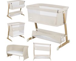 Lionelo Thomi Plus 5in1 - Meegroeibed: Co Sleeper + Babybed + Baby Box + Peuterbed + Bank - met 7 hoogtes - 2x matrassen T25 - Verstelbare Poten - Ademend & Afritsbare Zijkant - Opbergmand - Wielen - Wasbare Bekleding - tot 100 kg - Peuter Kinder Bed