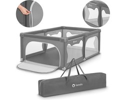 Lionelo Willow – Kinderbox voor Baby’s 0–48 mnd – Extra Grote Speelruimte – 2 Afsluitbare Ingangen – Ademend Gaas – Stabiel met Zuignappen & Opvouwbaar