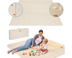 Lionelo Zora Speelmat Baby – Premium Foam Speelkleed 180×200×1.5 cm – Dikke Dubbelzijdige Kruipmat Antislip – Boho Beige Speeltapijt voor Woonkamer & Kinderkamer – Opvouwbaar + Opbergtas – Baby Speelgoed vanaf 0+ Maanden – Grote Speelmat voor Cadeau