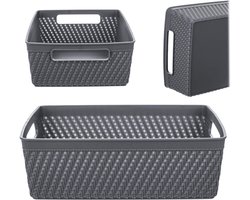 Lioni rechthoekige mand 24 x 17,5 x 7,5 cm donkergrijs