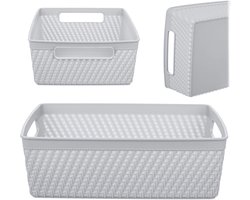 Lioni rechthoekige mand 24 x 17,5 x 7,5 cm lichtgrijs