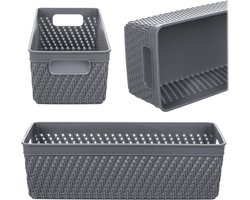 Lioni rechthoekige mand 24,5 x 10 x 7 cm donkergrijs