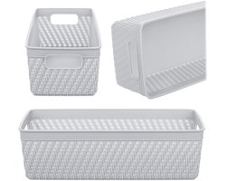 Lioni rechthoekige mand 24,5 x 10 x 7 cm lichtgrijs
