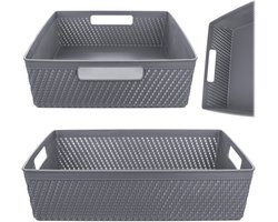 Lioni rechthoekige mand 33 x 26 x 8 cm donkergrijs