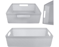 Lioni rechthoekige mand 33 x 26 x 8 cm lichtgrijs