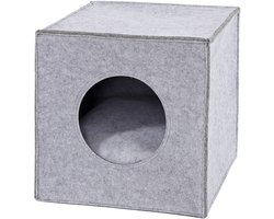 lionto vilt kattenhuisje met kussen, warm & ideaal voor rekken, 33x37x33 cm lichtgrijs
