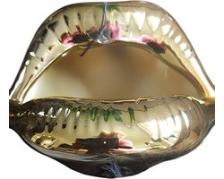 Lippen potje goud, Housevitamin Shut up and kiss me potje-12,5x11x7,5cm, Lippen, Asbak, Bewaarpotje