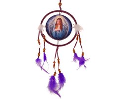 Lisa Parker Dromenvanger - Engel met Kaarsje en Paarse Veren - 16cm