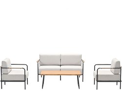 Lisboa loungeset - 4-delig - carbon black - teak look