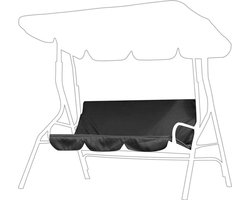 LISM-Buitenkussen voor schommelstoel, driezitskussen, waterdichte vervangende zithoes, draaibare terrasschommelstoel, beschermhoes voor buiten, geschikt voor terrassen, tuinen en erven (zwart) - 190 x 132 x 15 cm