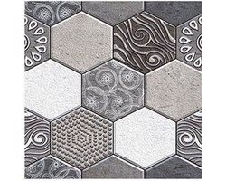 LISM-Set van 10 stuks 3D-behang met baksteenpatroon, afpelbaar en verwijderbaar, imitatie steenbaksteenstructuur, zelfklevend en verwijderbaar behang, muurdecoratie stickers voor de slaapkamer - zeshoekig.