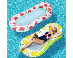 LISM-Set van 2 opblaasbare zwembadmatten met hoofdsteunen, 150 x 79 cm, ligstoel voor volwassenen om te zonnebaden, verkoelende waterhangmat, speelgoed voor zomerse zwembad-, meer- en strandfeesten