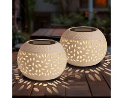 LISM-Set van 2 tafellampen op zonne-energie, waterdichte LED-buitenverlichting, witte decoratieve verlichting op zonne-energie, Geschikt voor binnen, bureaus, slaapkamers, terrassen en tuinpaden.