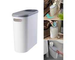LISM-Smalle prullenbak/opbergbak voor de badkamer, ruimtebesparend, waterdicht, met drukknop, geschikt voor keukens en badkamers.
